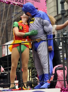 Two-men-dressed-up-Batman-Robin-kissed-during-NYC-Gay