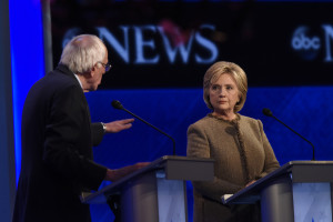 ABC NEWS - 12/19/15 - ABC News coverage of the Democratic Presidential debate from St. Anselm College in Manchester, NH, airing Saturday, Dec. 19, 2015 on the ABC Television Network and all ABC News platforms. (ABC/ Ida Mae Astute) BERNIE SANDERS, HILLARY CLINTON