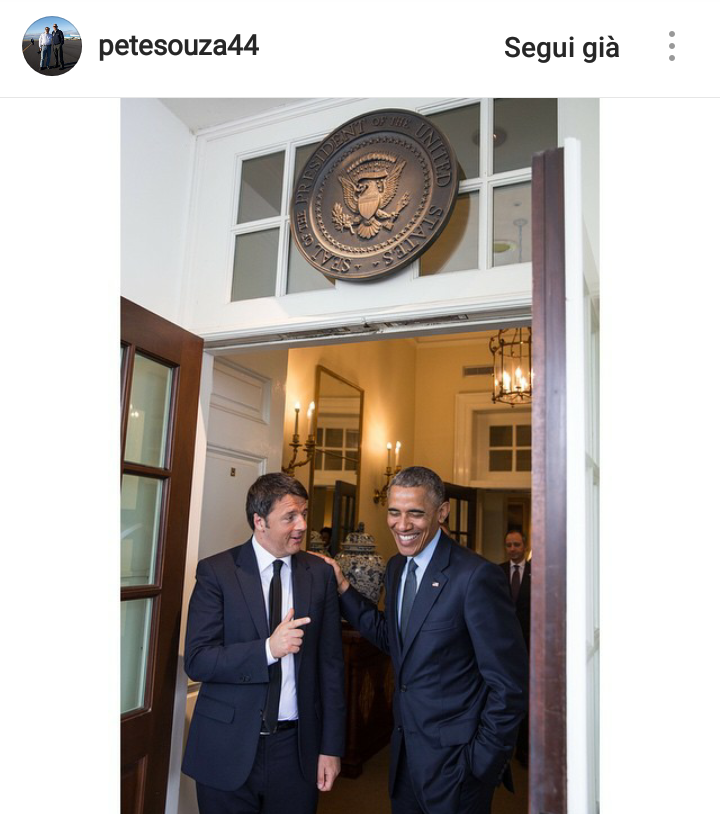 Obama con l'allora Presidente Matteo Renzi.